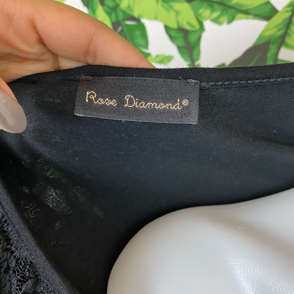 5 for $25 Rose Diamond Black Lace Bodysuit - Picture 5 of 6